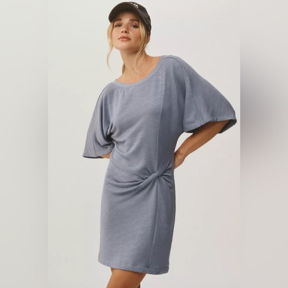 Daily Practice by Anthropologie Women’s Blue Side-Twist Tee Dress, Size XS